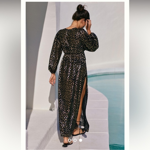 Beach Riot Shiloh Coverup Midi Dress Black Gold Metallic NWOT - Picture 3 of 17